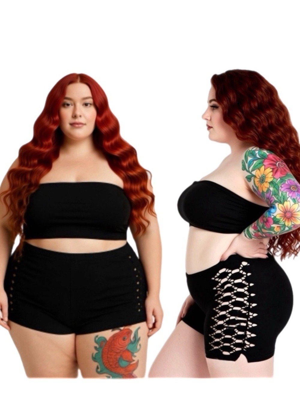 Woman’s Intimate Boy Shorts with Side Laser Cutouts in Black Plus Size 4X NWT